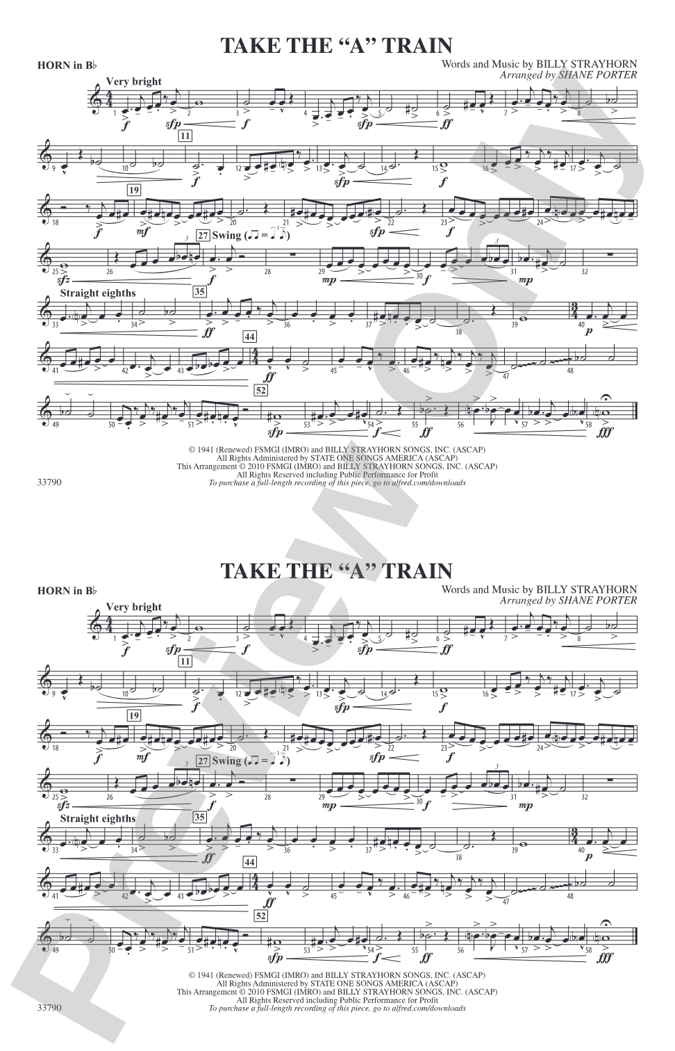 Take the "A" Train: Horn in B flat