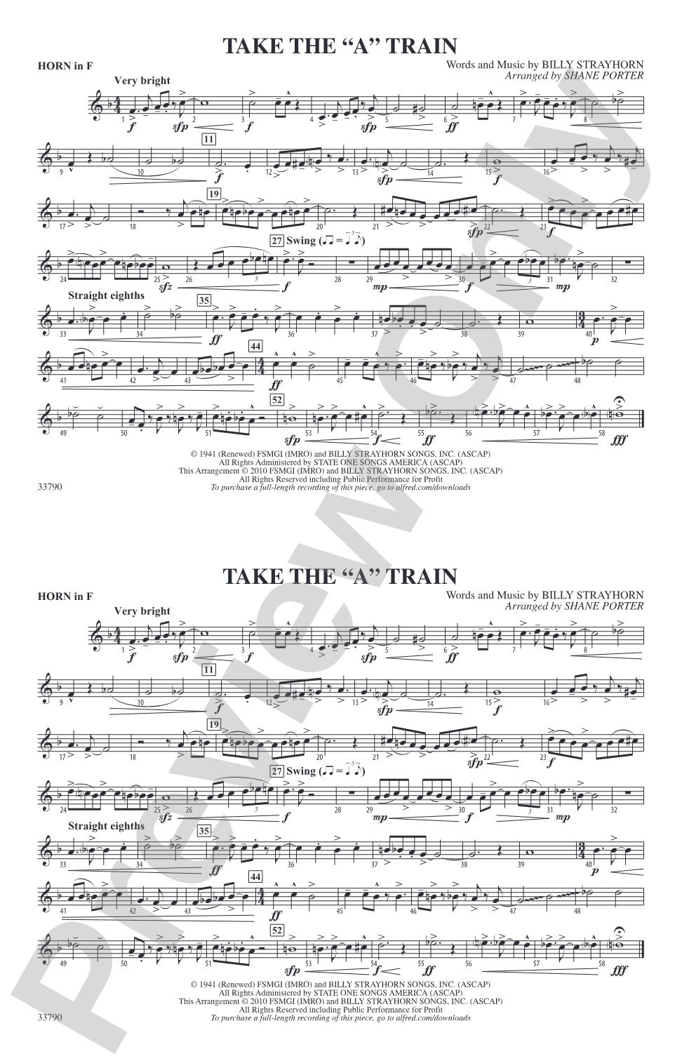 Take the "A" Train: 1st F Horn