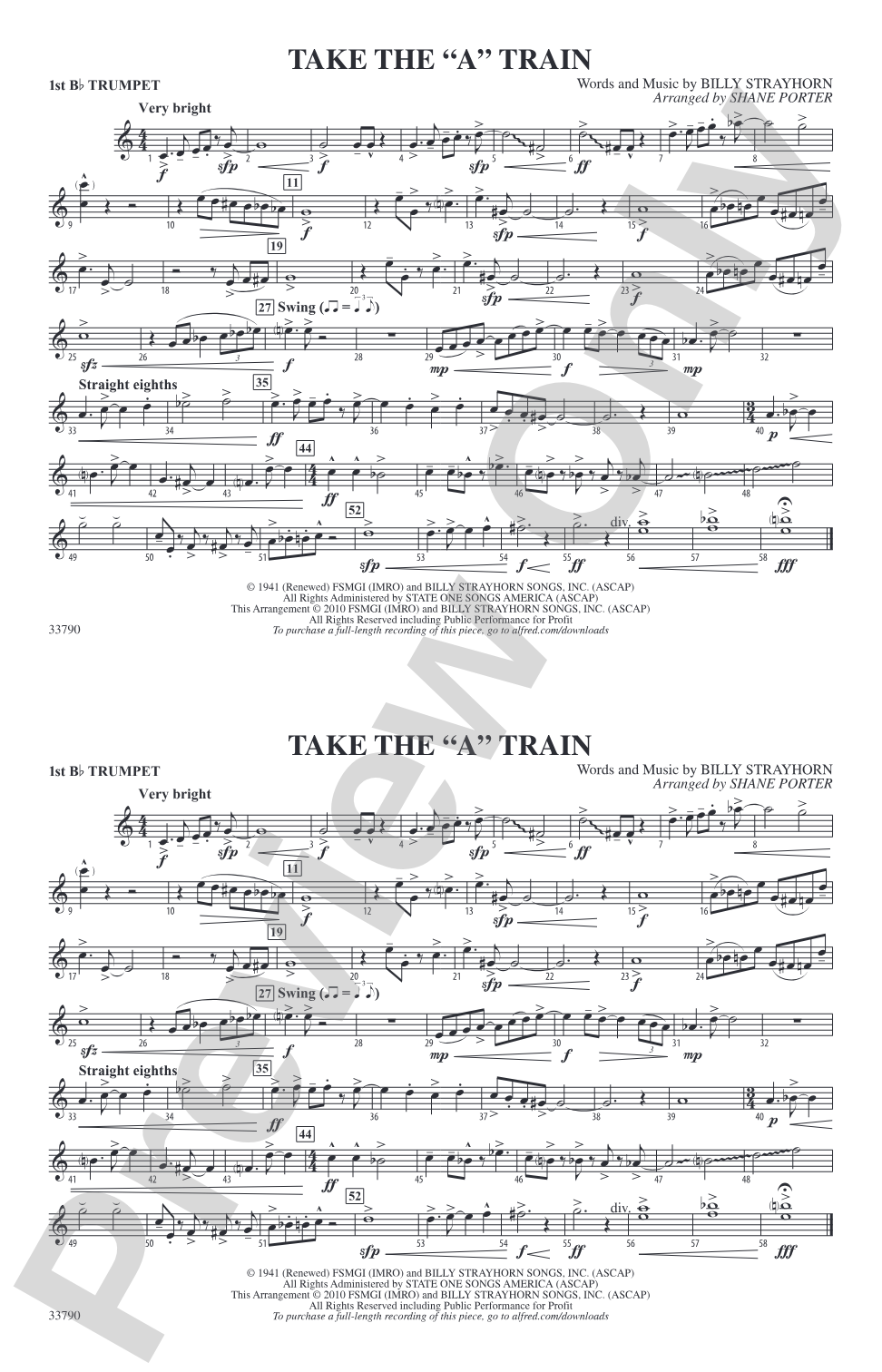 Take the "A" Train: 1st B-flat Trumpet