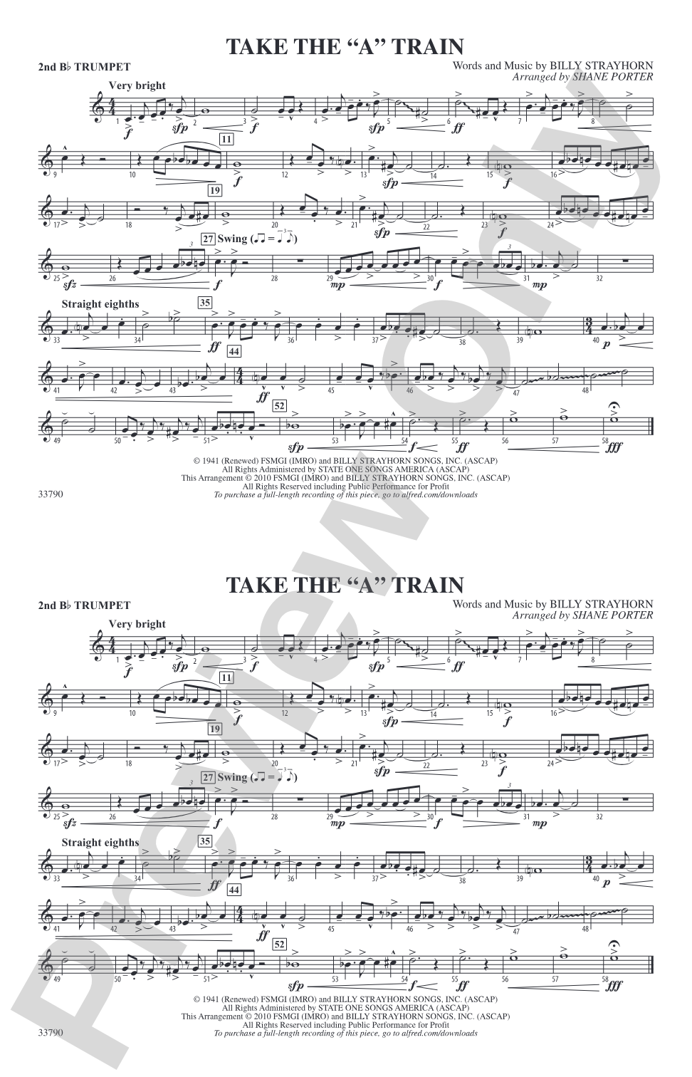 Take the "A" Train: 2nd B-flat Trumpet