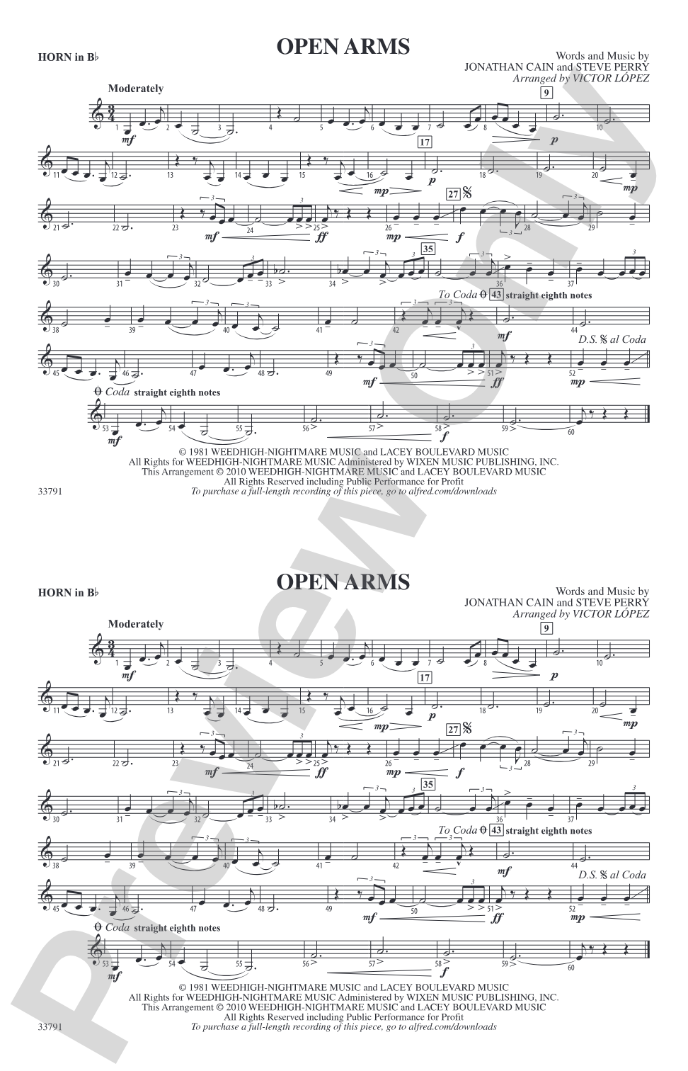 Open Arms: Horn in B flat