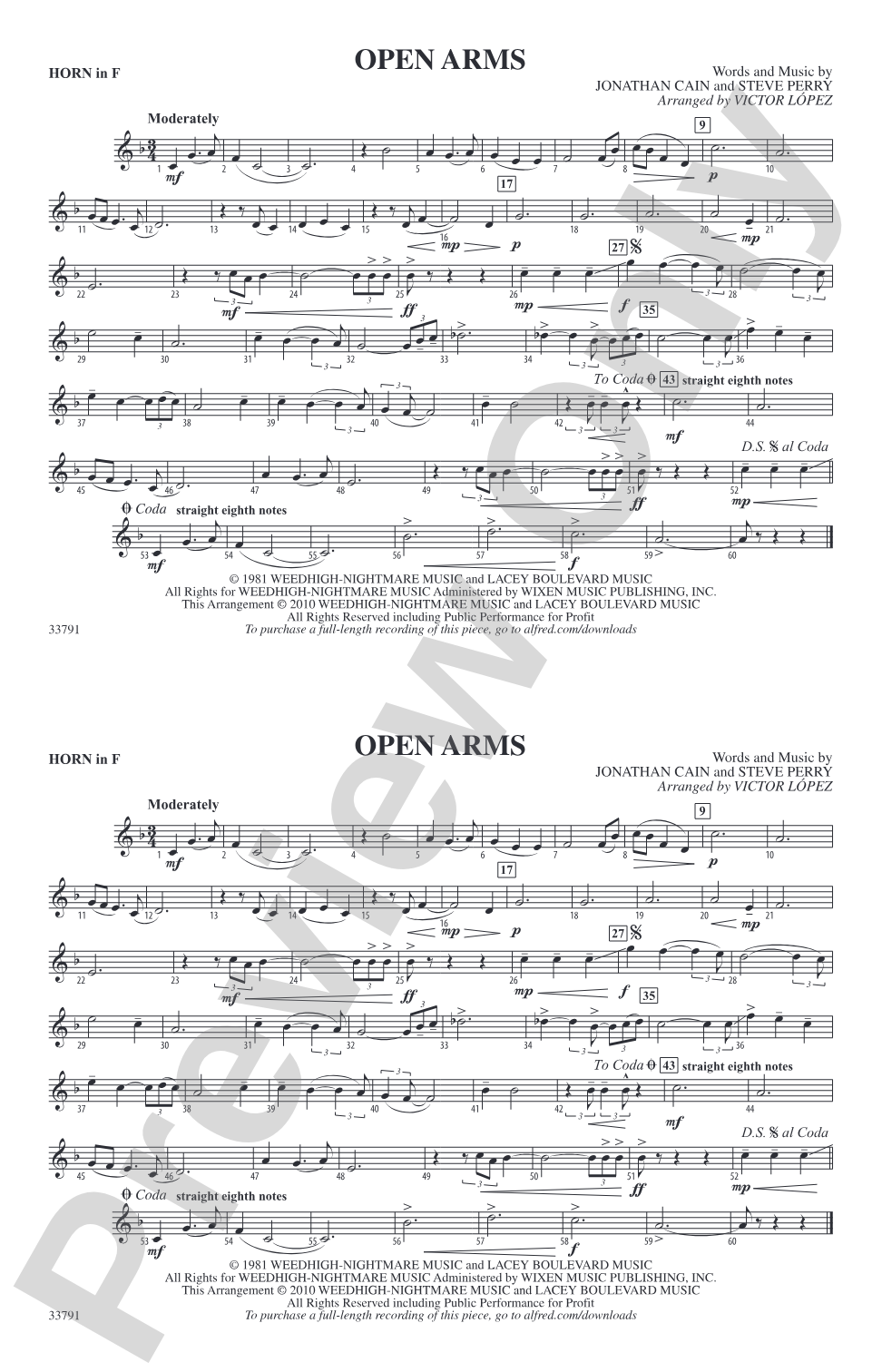 Open Arms: 1st F Horn