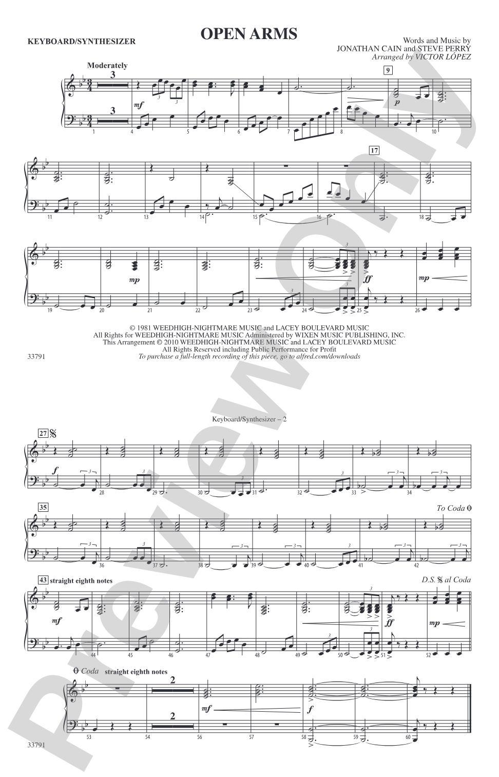 Open Arms: Keyboard/Synthesizer
