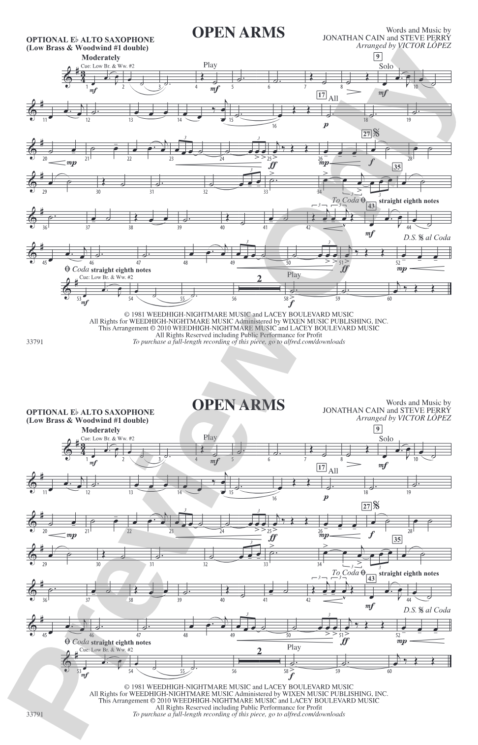Open Arms: Optional Alto Sax