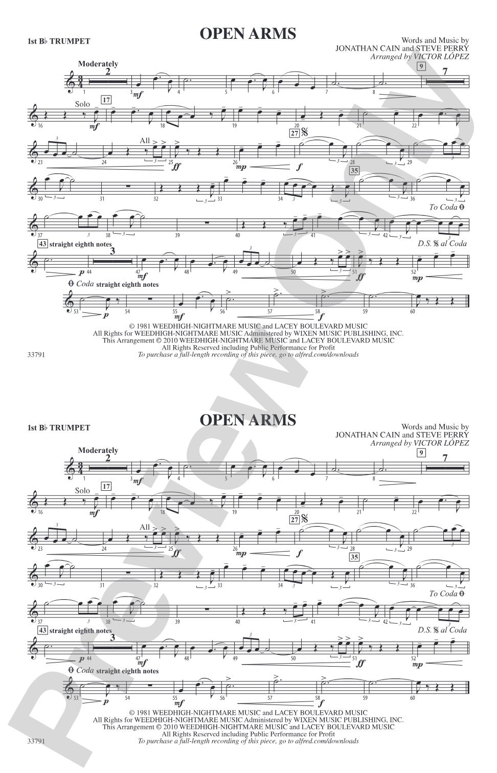 Open Arms: 1st B-flat Trumpet