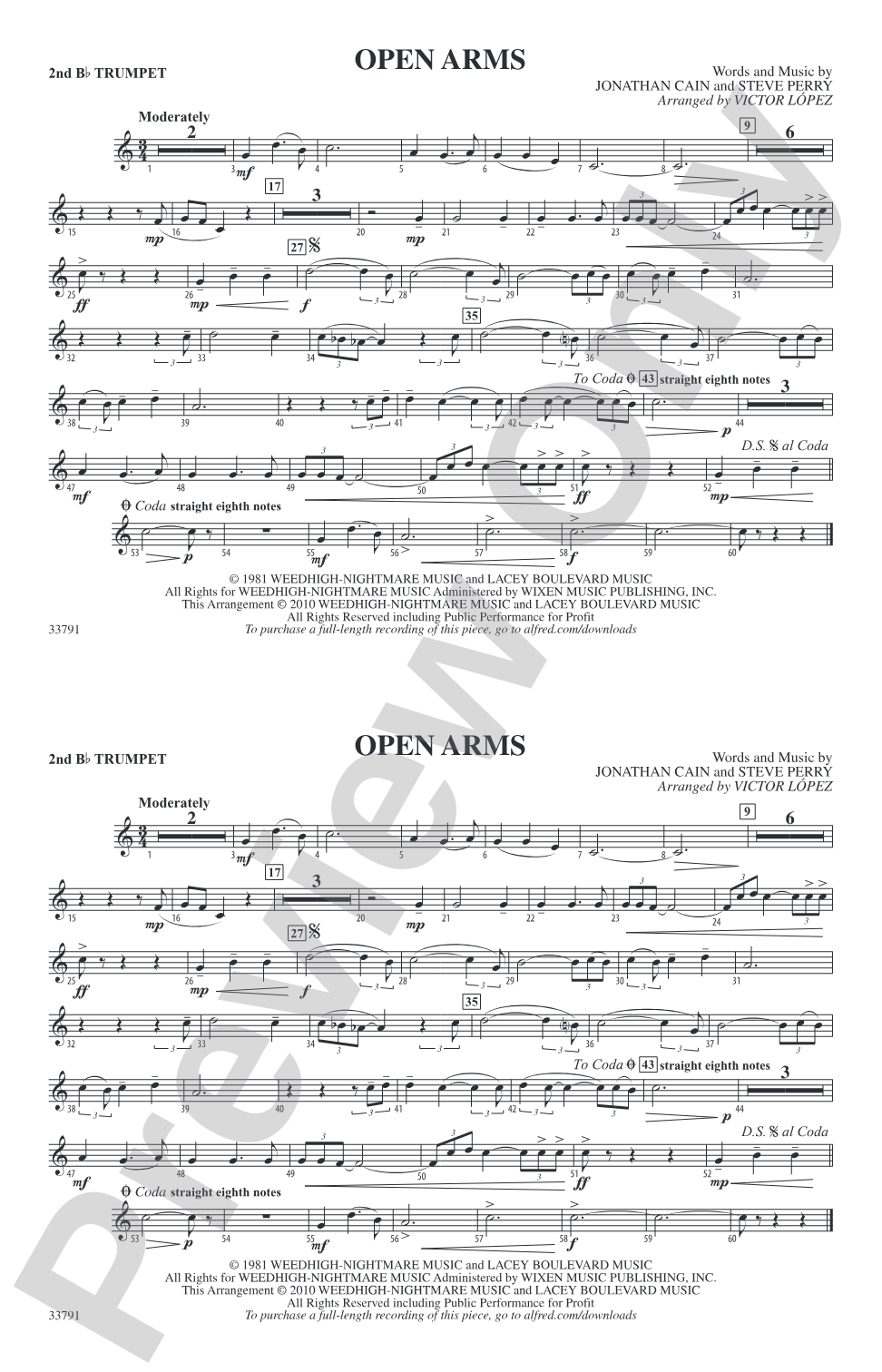 Open Arms: 2nd B-flat Trumpet
