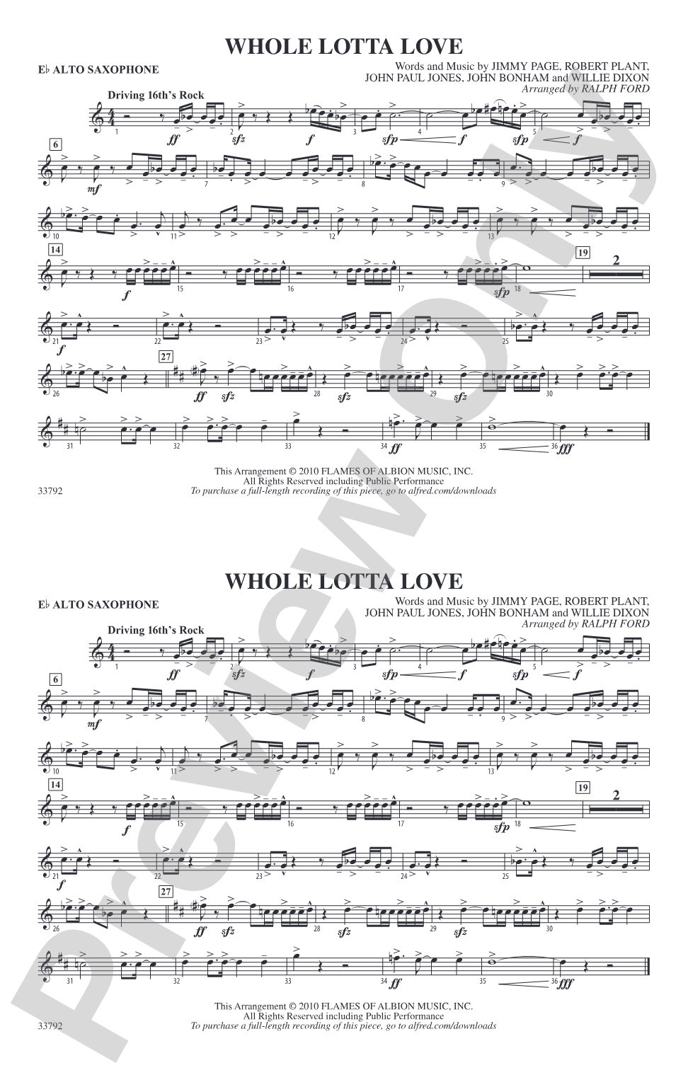 Whole Lotta Love: E-flat Alto Saxophone