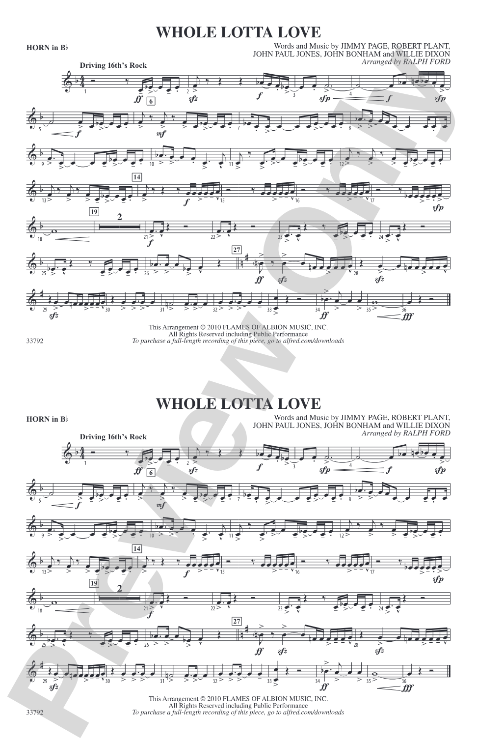 Whole Lotta Love: Horn in B flat