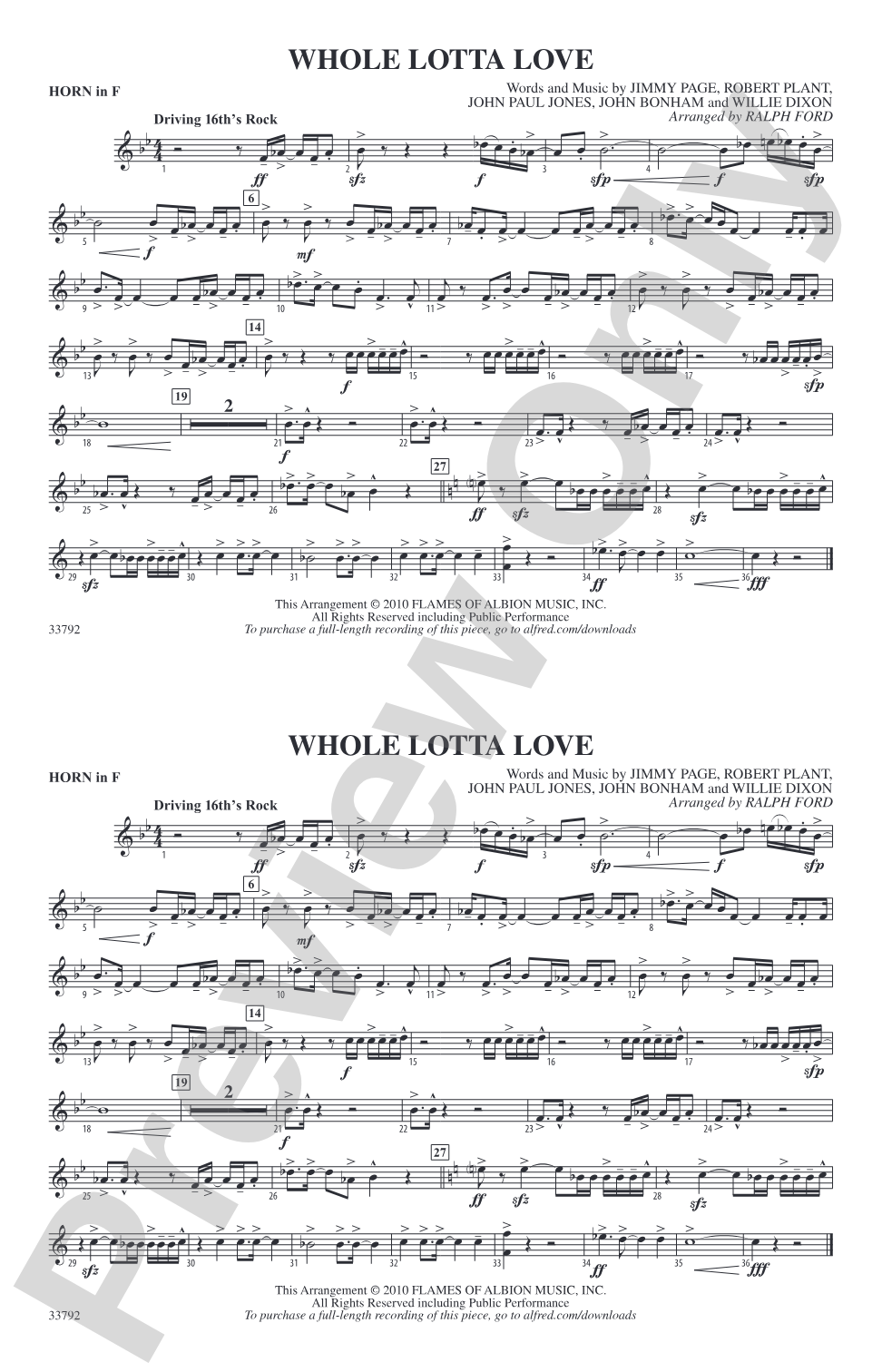 Whole Lotta Love: 1st F Horn