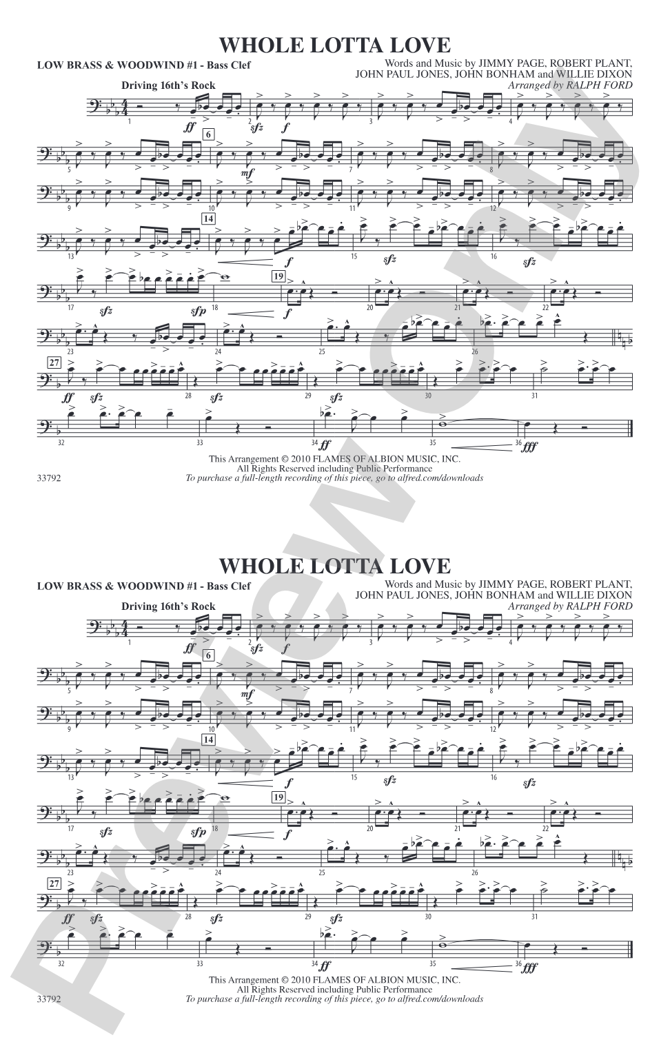 Whole Lotta Love: Low Brass & Woodwinds #1 - Bass Clef