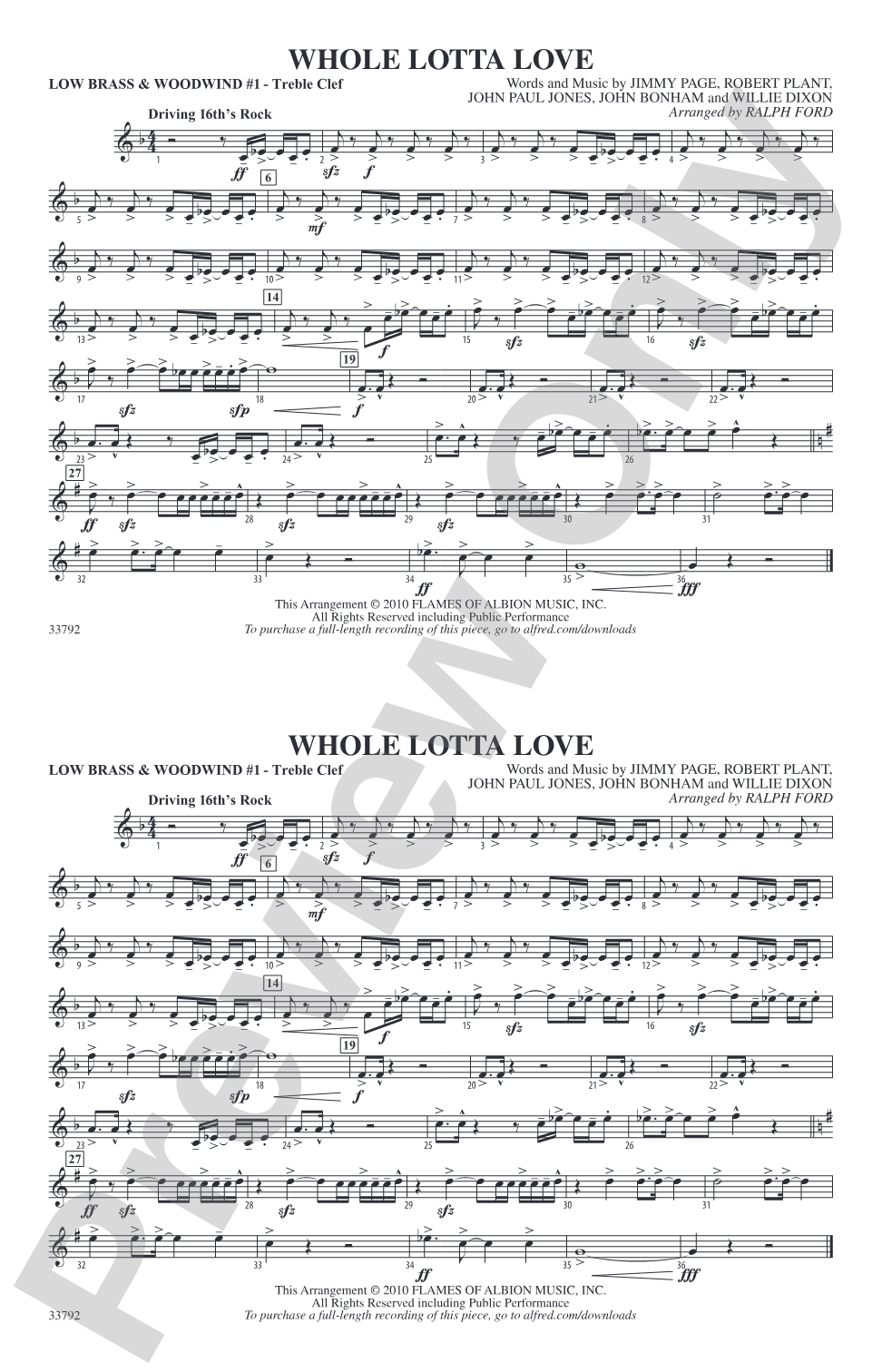 Whole Lotta Love: Low Brass & Woodwinds #1 - Treble Clef