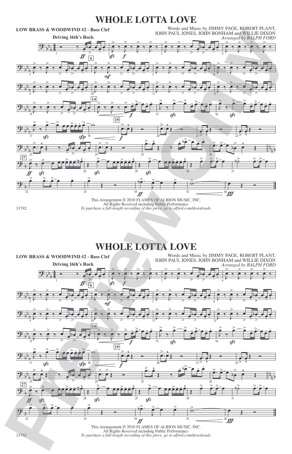 Whole Lotta Love: Low Brass & Woodwinds #2 - Bass Clef