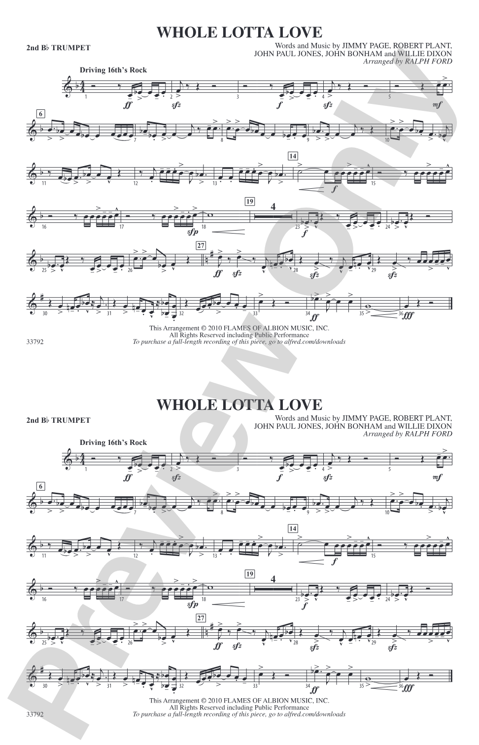 Whole Lotta Love: 2nd B-flat Trumpet