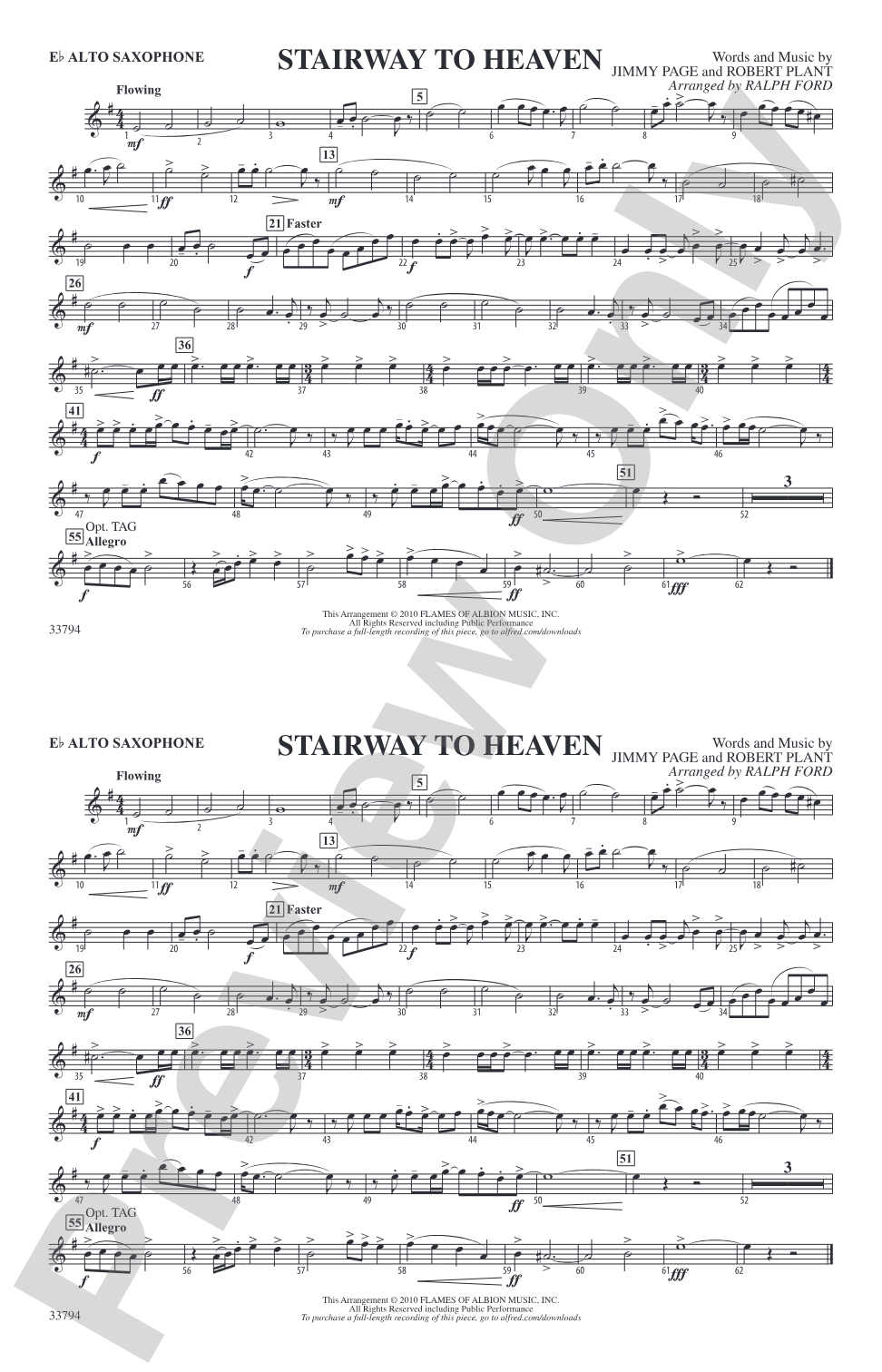 Stairway to Heaven: E-flat Alto Saxophone