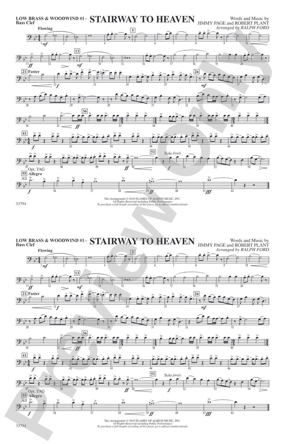 Stairway to Heaven: Low Brass & Woodwinds #1 - Bass Clef