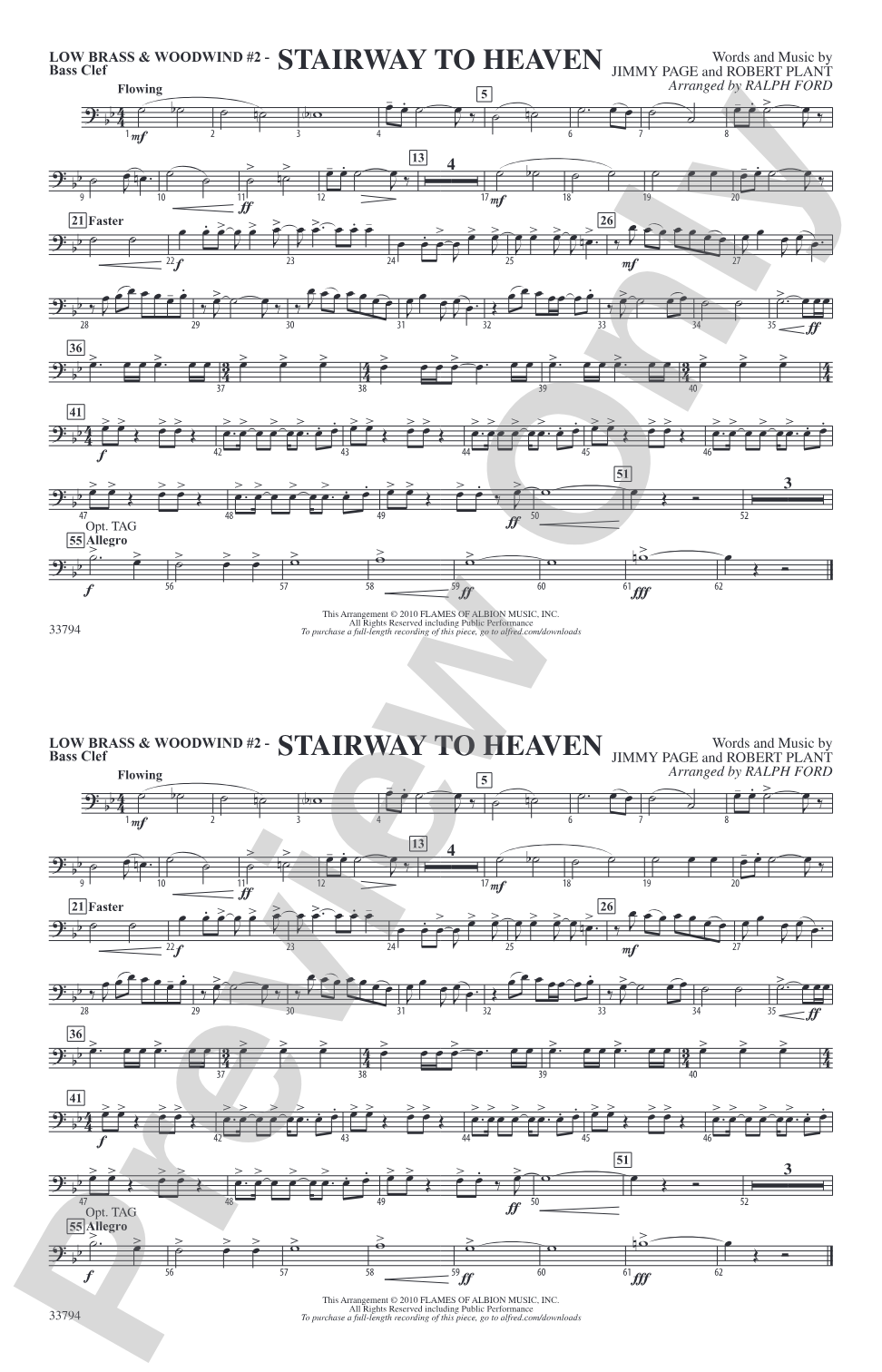 Stairway to Heaven: Low Brass & Woodwinds #2 - Bass Clef