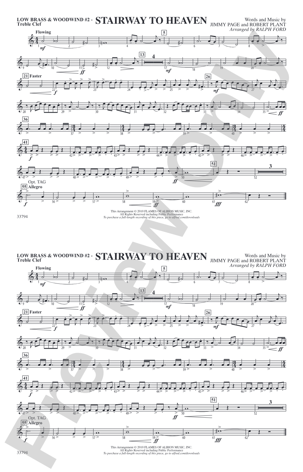 Stairway to Heaven: Low Brass & Woodwinds #2 - Treble Clef