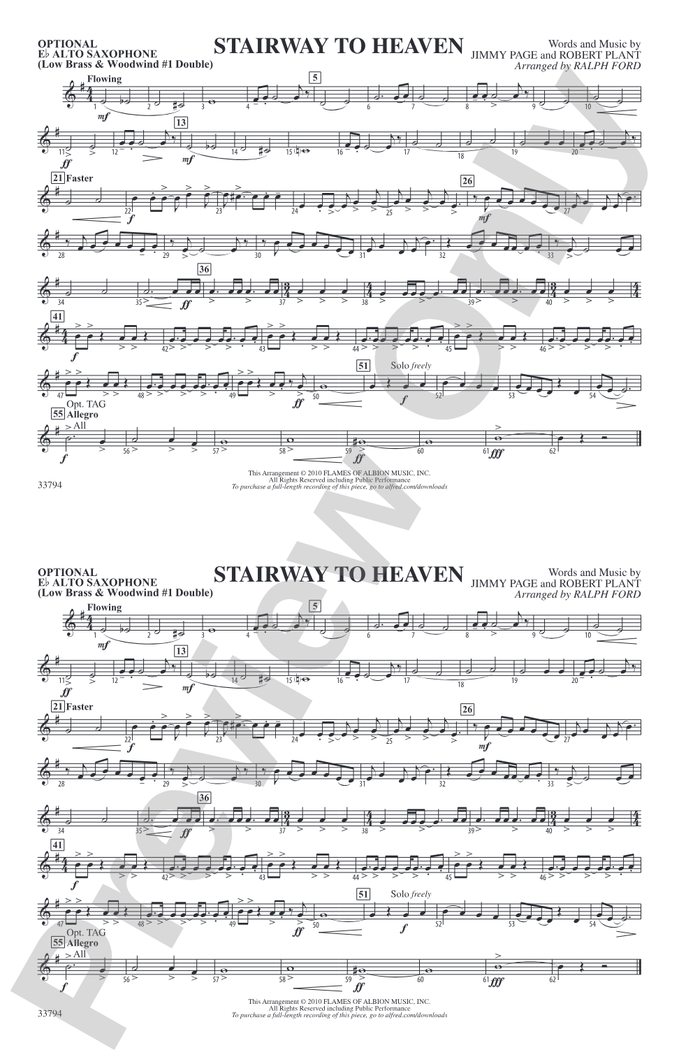 Stairway to Heaven: Optional Alto Sax