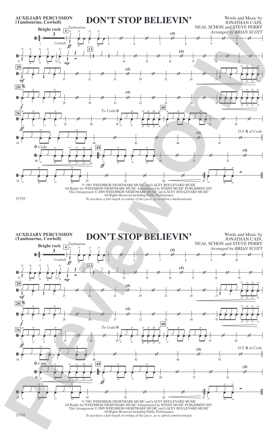 Don't Stop Believin': Auxiliary Percussion