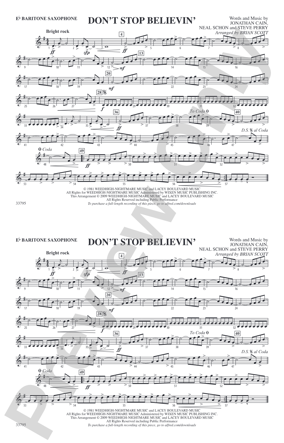 Don't Stop Believin': E-flat Baritone Saxophone