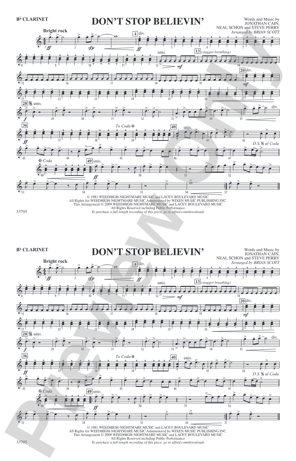 Don't Stop Believin': 1st B-flat Clarinet