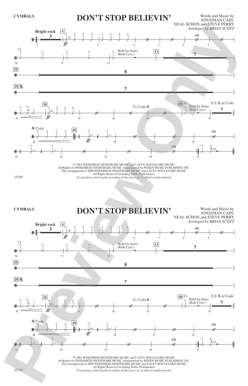 Don't Stop Believin': Cymbals