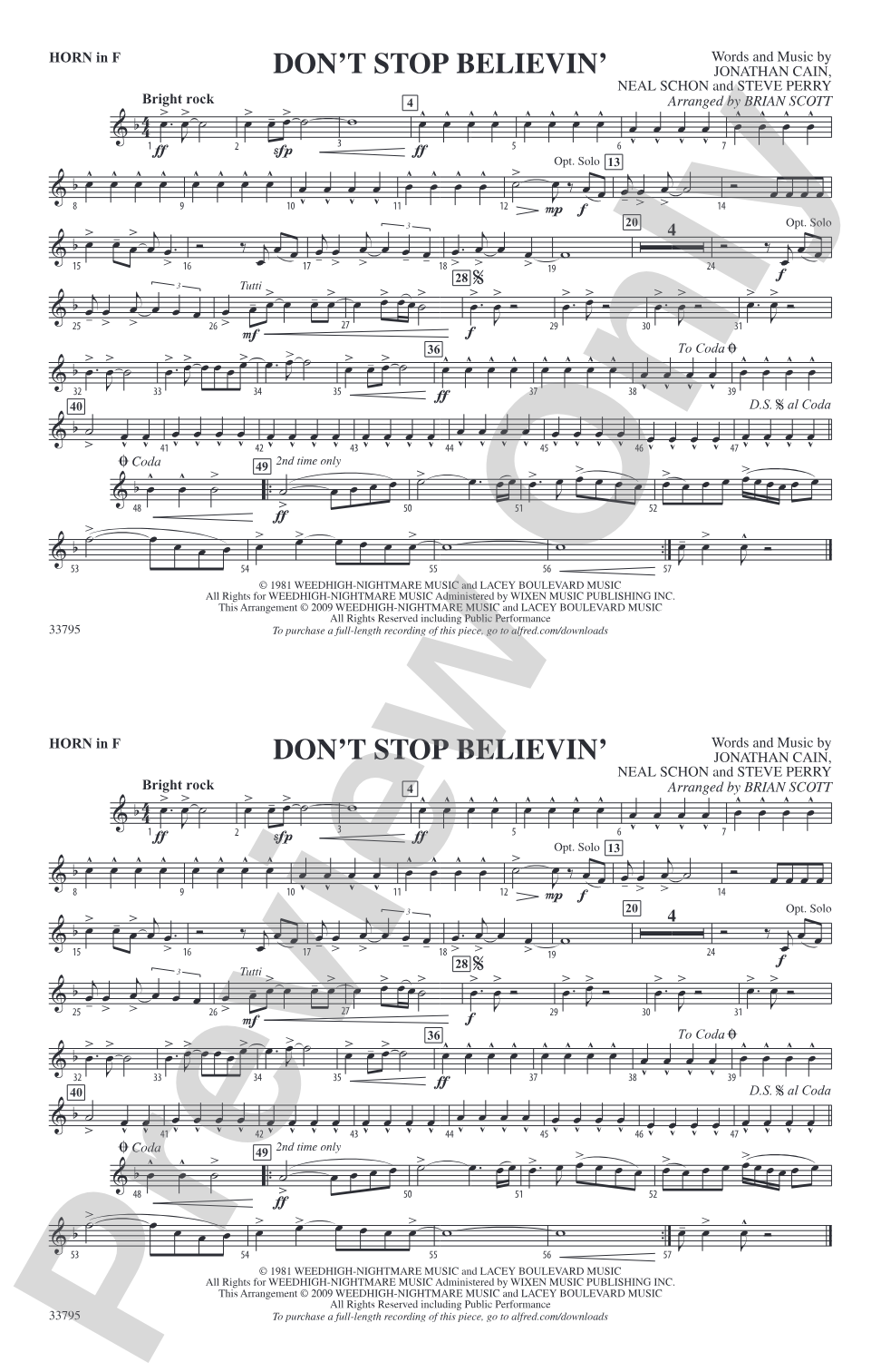 Don't Stop Believin': 1st F Horn