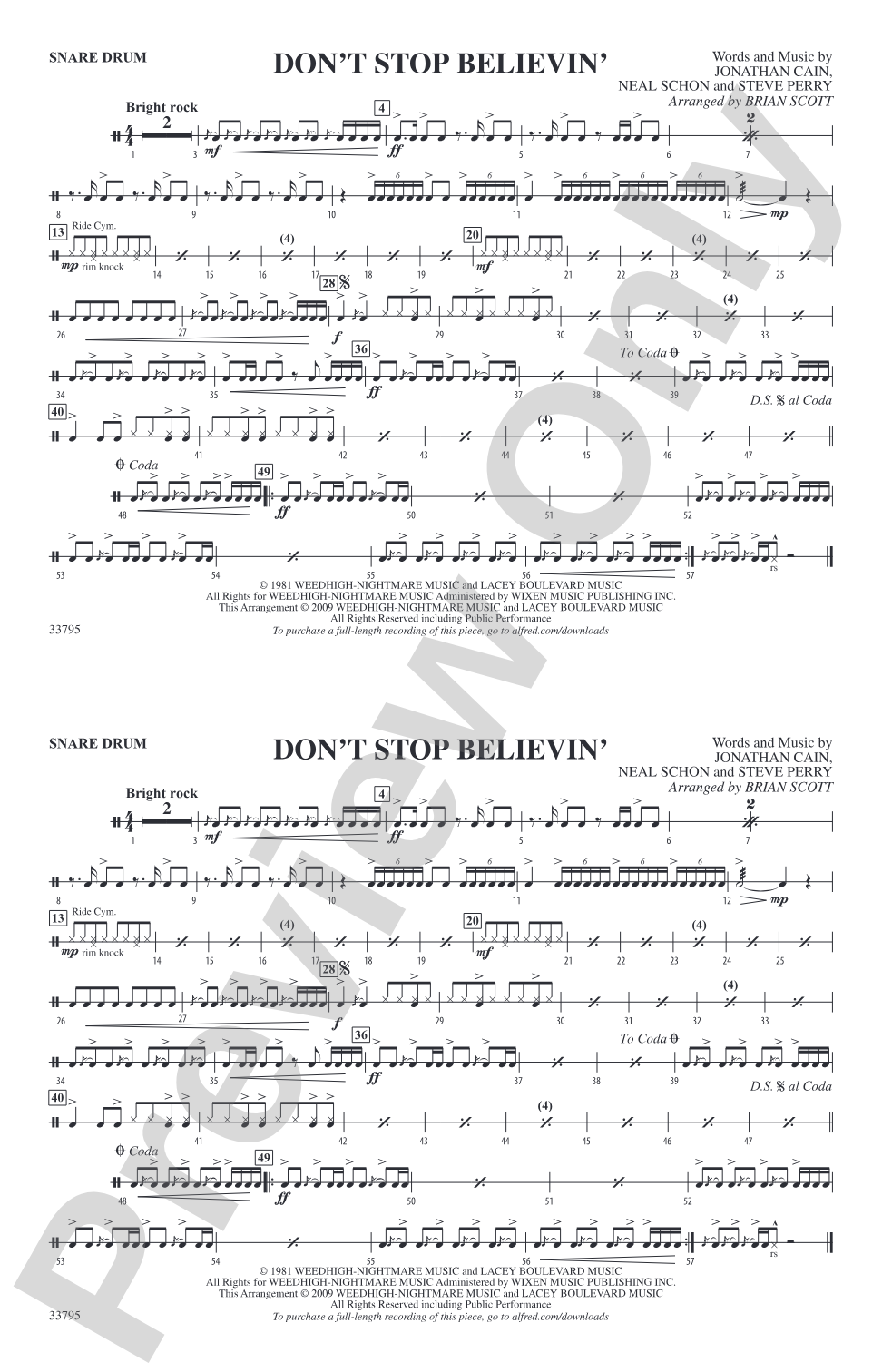 Don't Stop Believin': Snare Drum