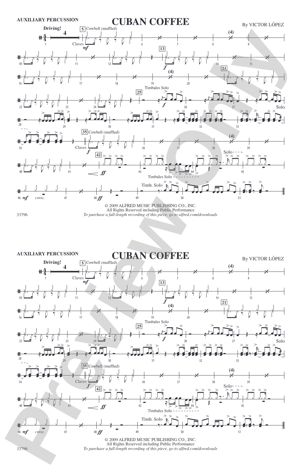 Cuban Coffee: Auxiliary Percussion