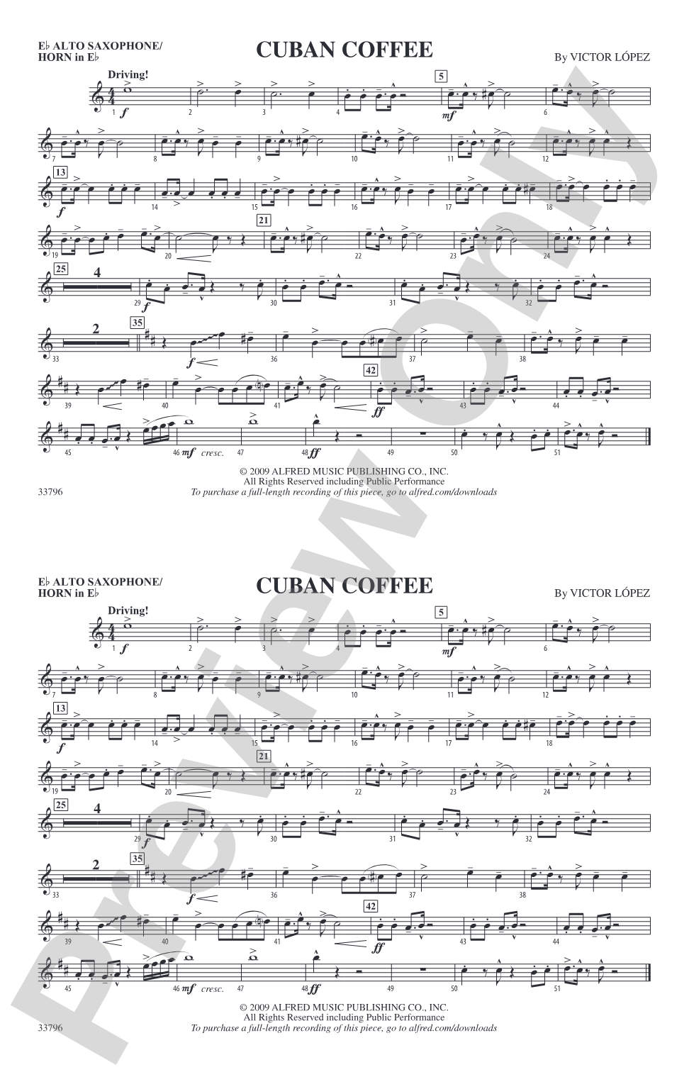 Cuban Coffee: E-flat Alto Saxophone