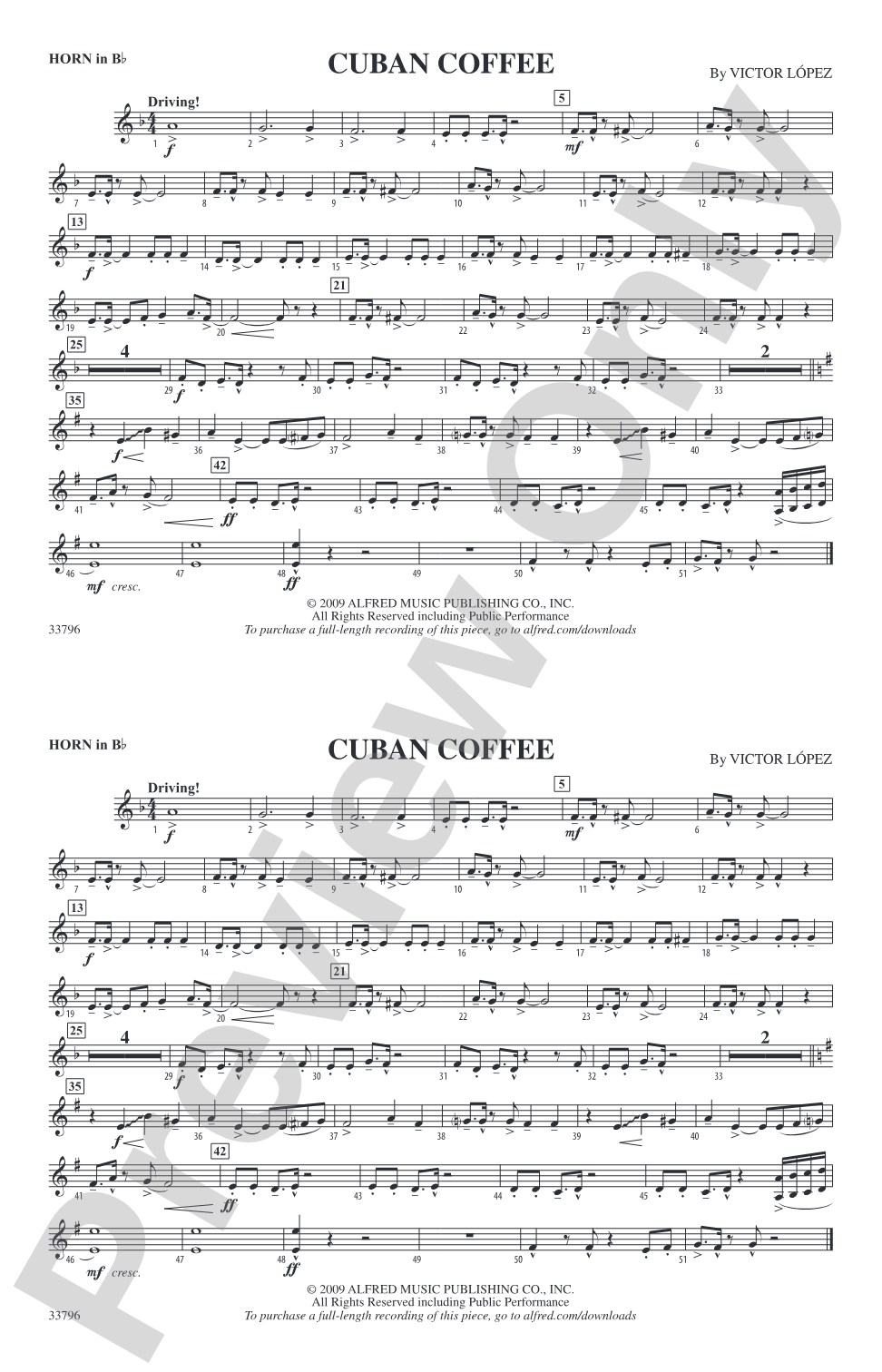 Cuban Coffee: Horn in B flat