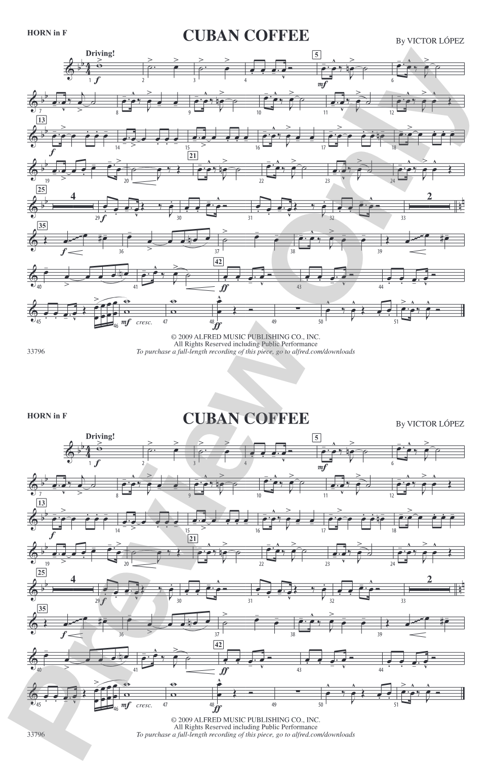 Cuban Coffee: 1st F Horn