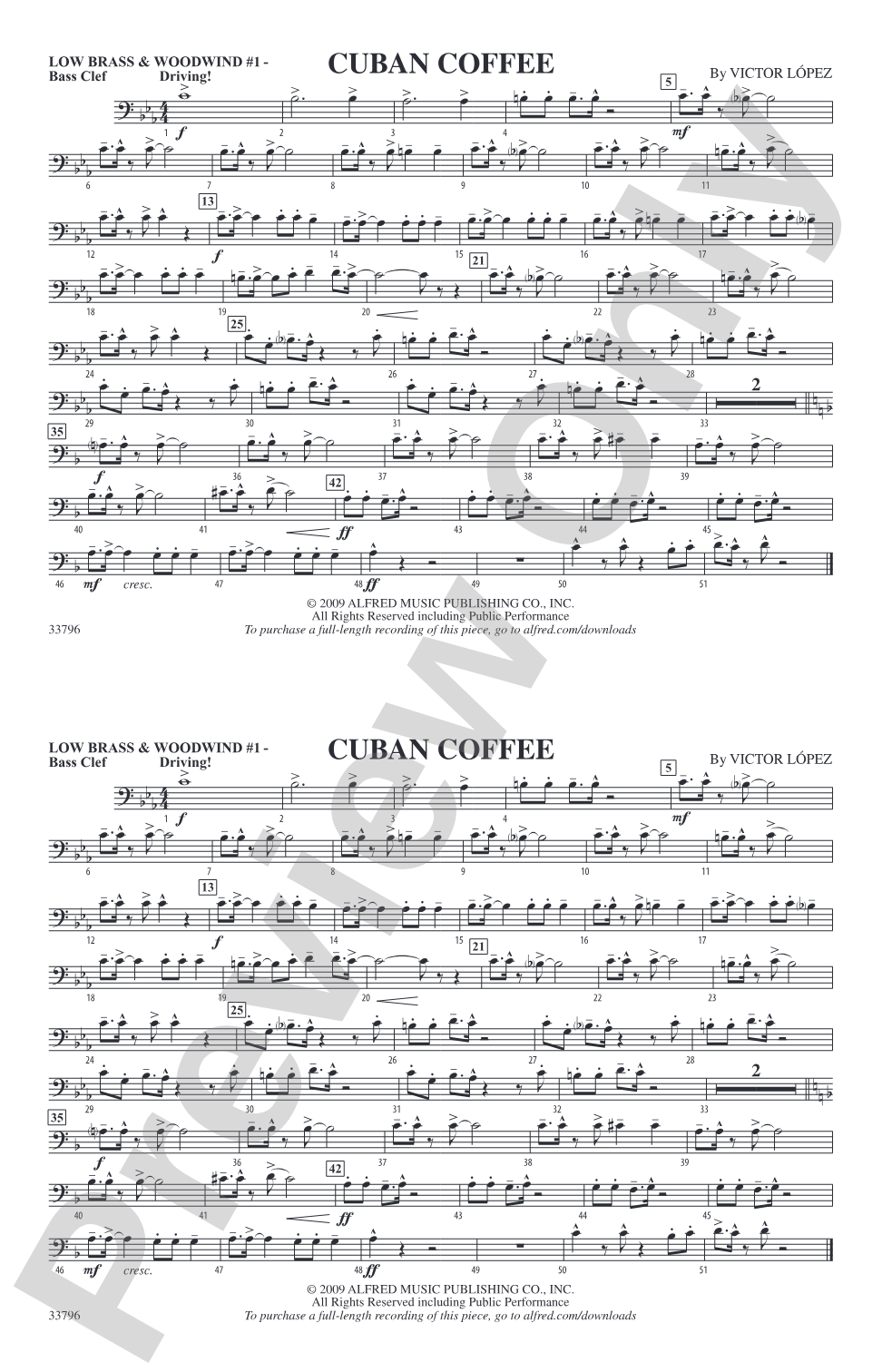 Cuban Coffee: Low Brass & Woodwinds #1 - Bass Clef