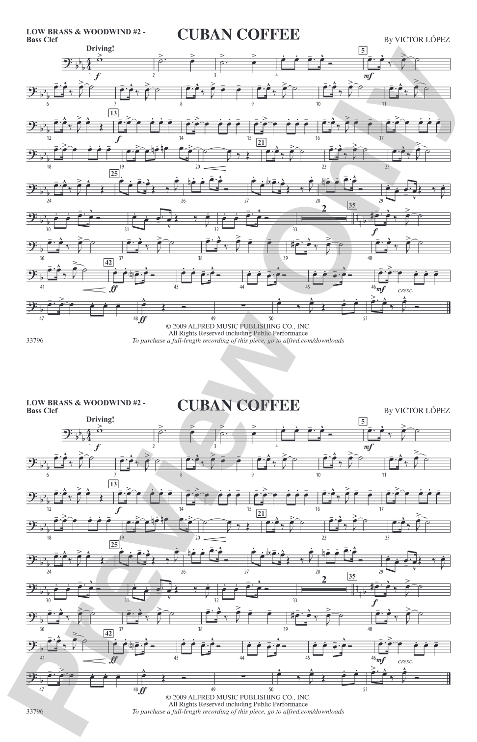 Cuban Coffee: Low Brass & Woodwinds #2 - Bass Clef
