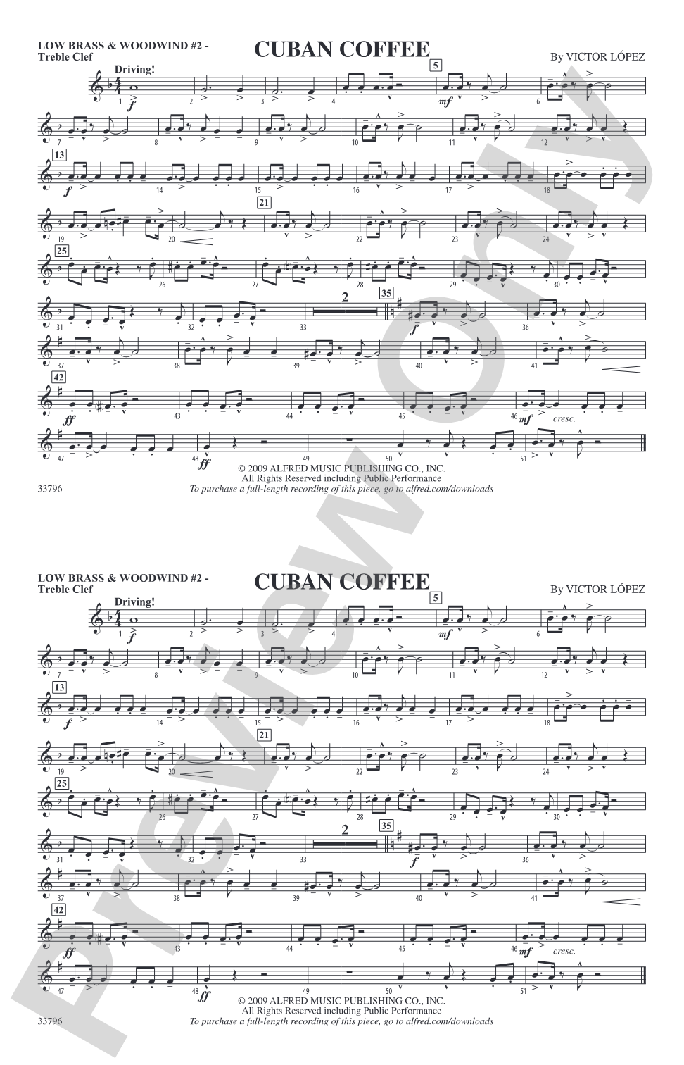 Cuban Coffee: Low Brass & Woodwinds #2 - Treble Clef