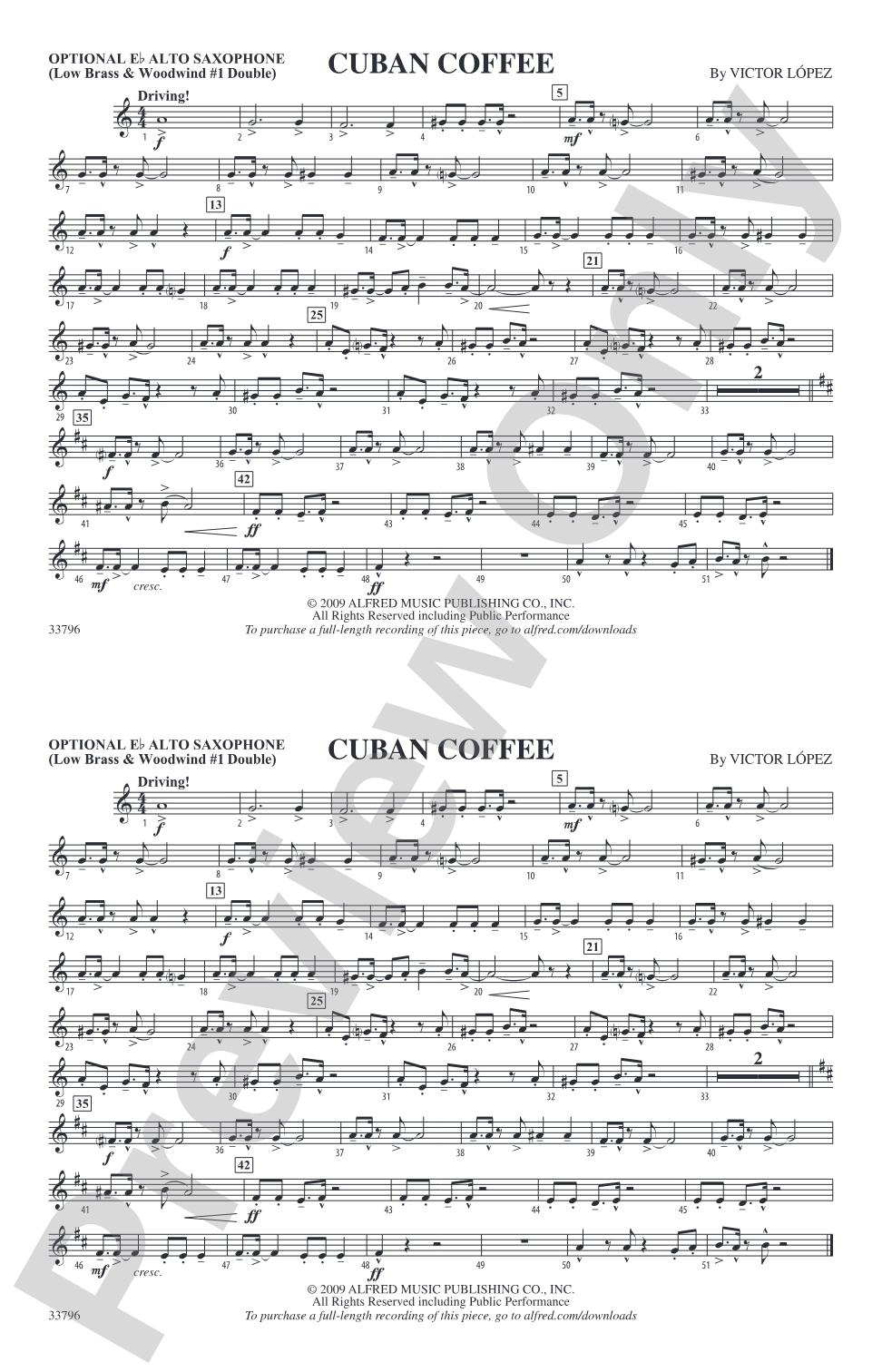 Cuban Coffee: Optional Alto Sax