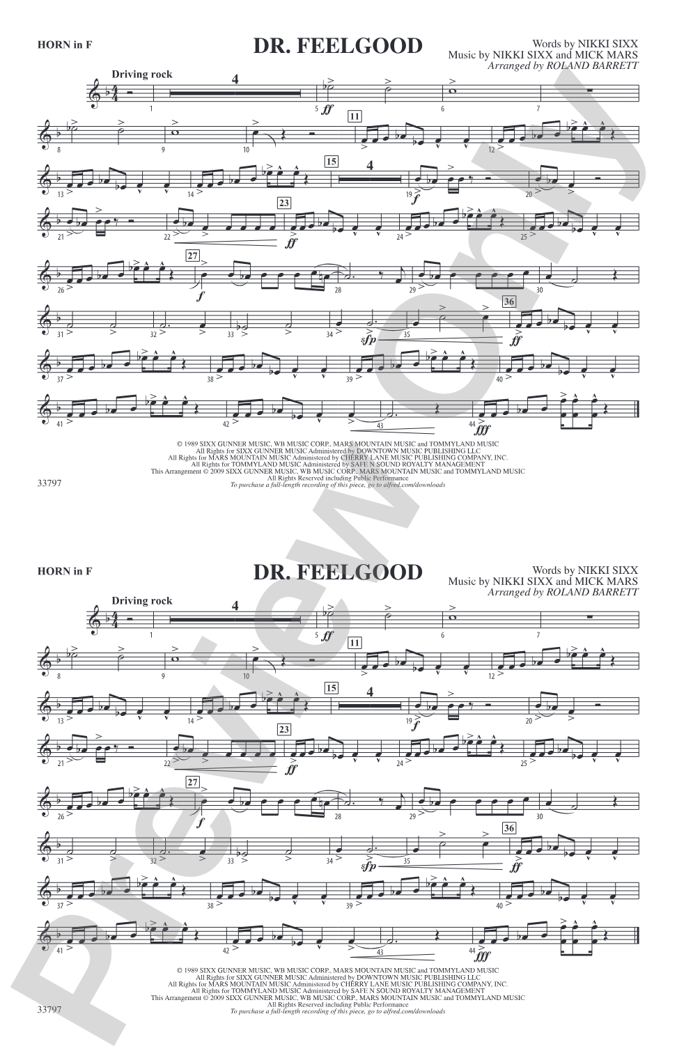 Dr. Feelgood: 1st F Horn