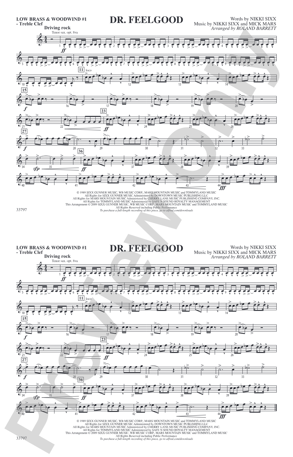 Dr. Feelgood: Low Brass & Woodwinds #1 - Treble Clef