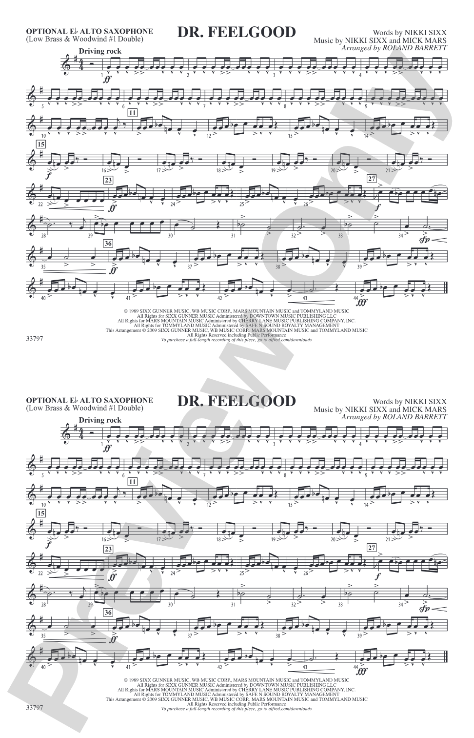 Dr. Feelgood: Optional Alto Sax