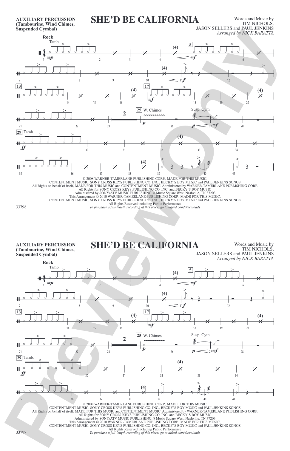 She'd Be California: Auxiliary Percussion