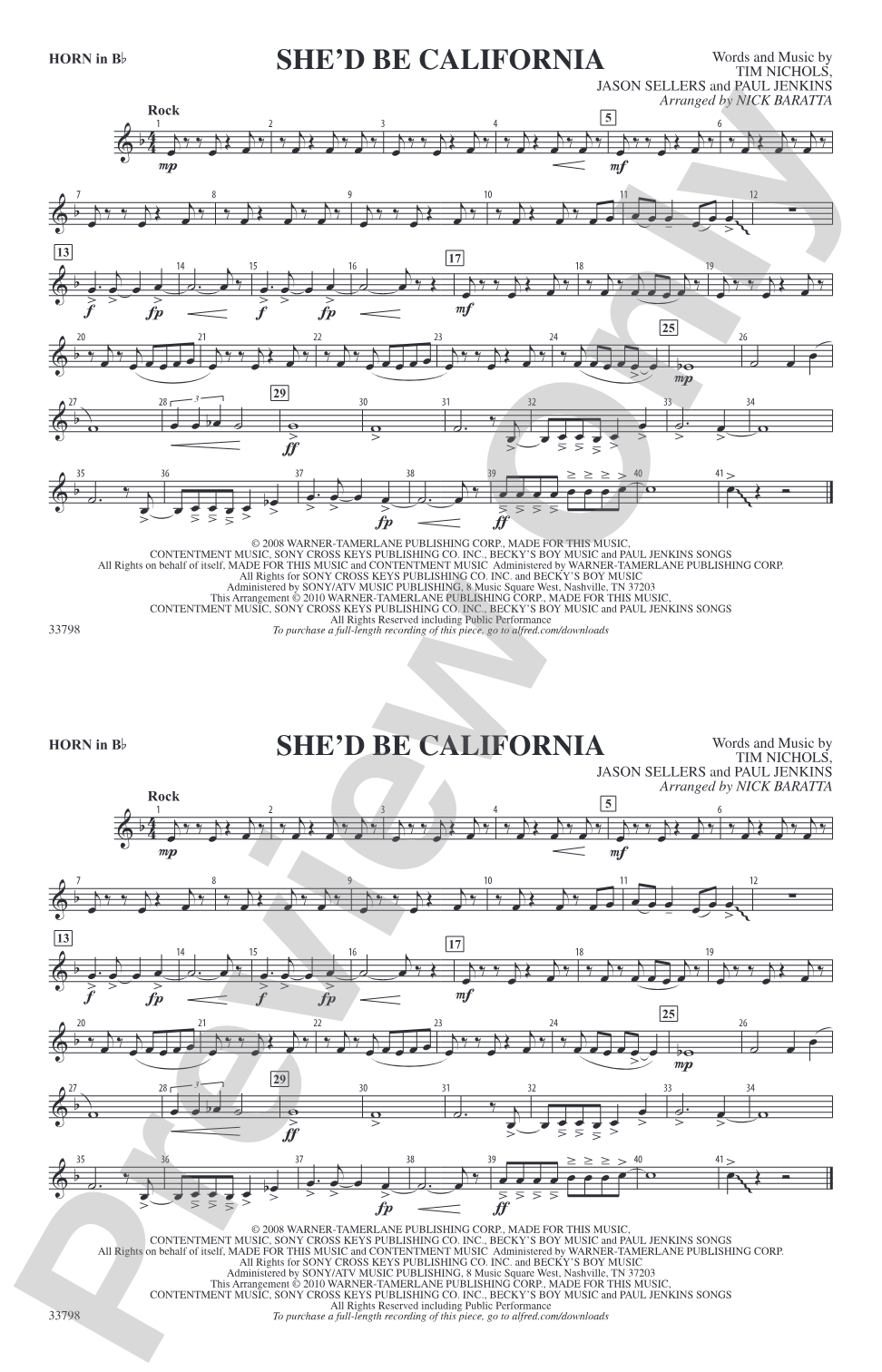 She'd Be California: Horn in B flat