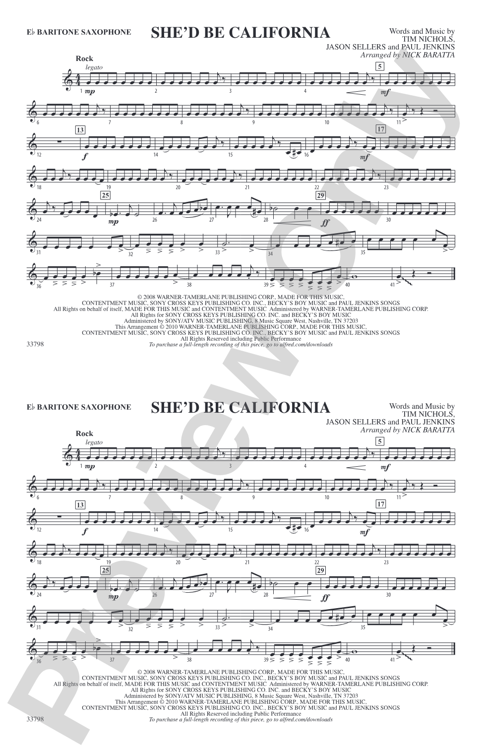 She'd Be California: E-flat Baritone Saxophone