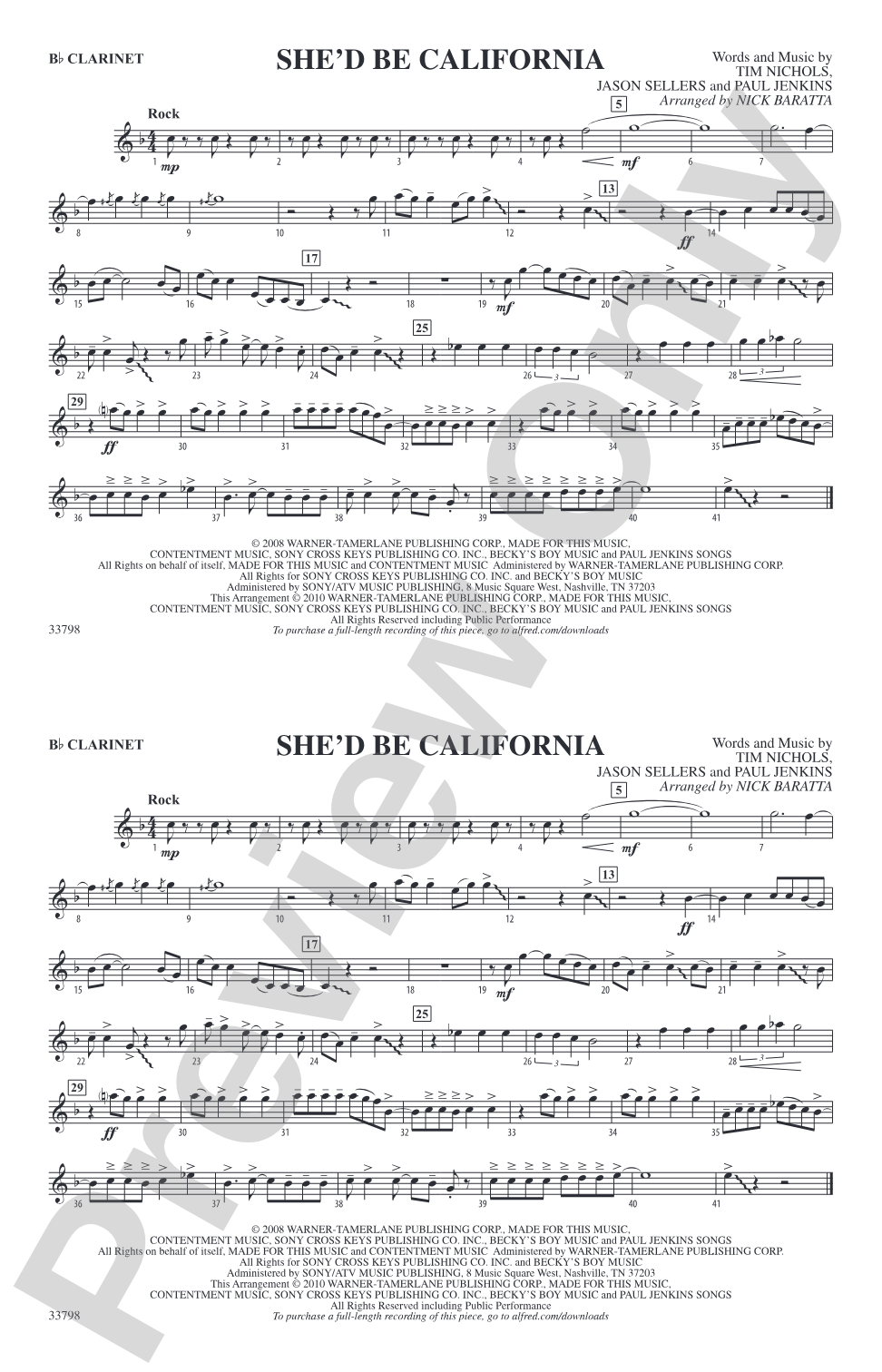 She'd Be California: 1st B-flat Clarinet