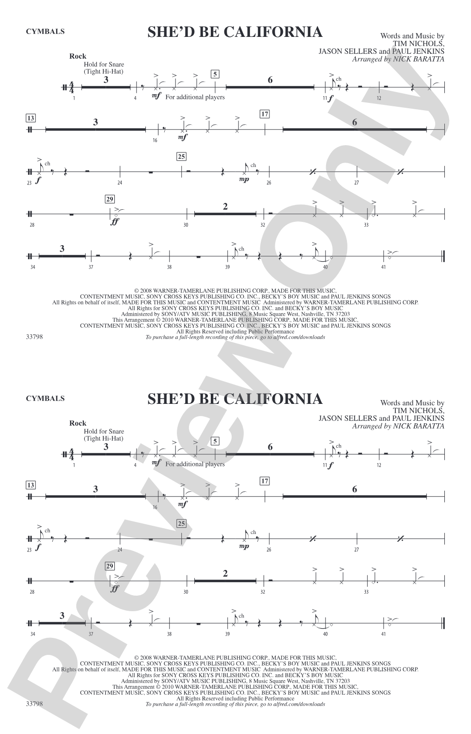 She'd Be California: Cymbals
