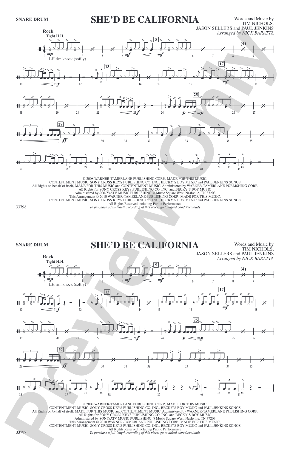 She'd Be California: Snare Drum