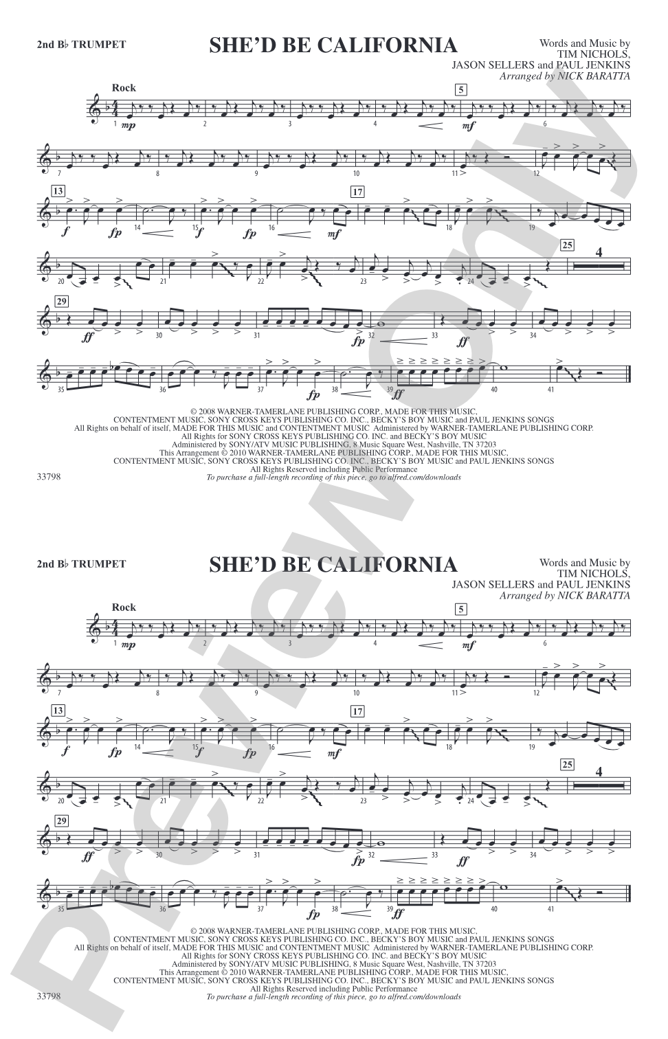 She'd Be California: 2nd B-flat Trumpet