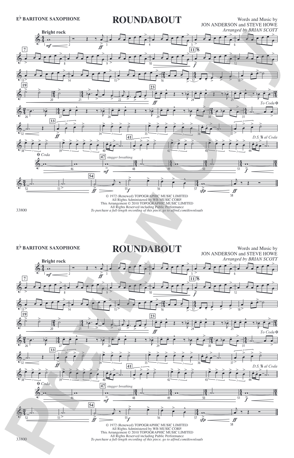 Roundabout: E-flat Baritone Saxophone