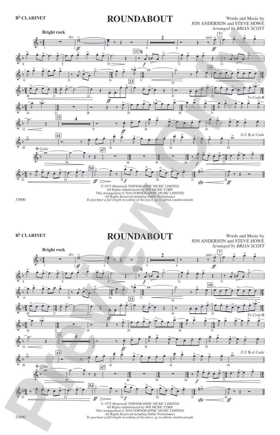 Roundabout: 1st B-flat Clarinet