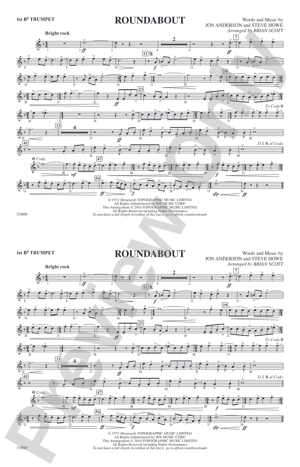 Roundabout: 1st B-flat Trumpet