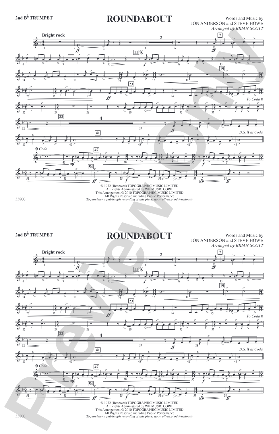 Roundabout: 2nd B-flat Trumpet